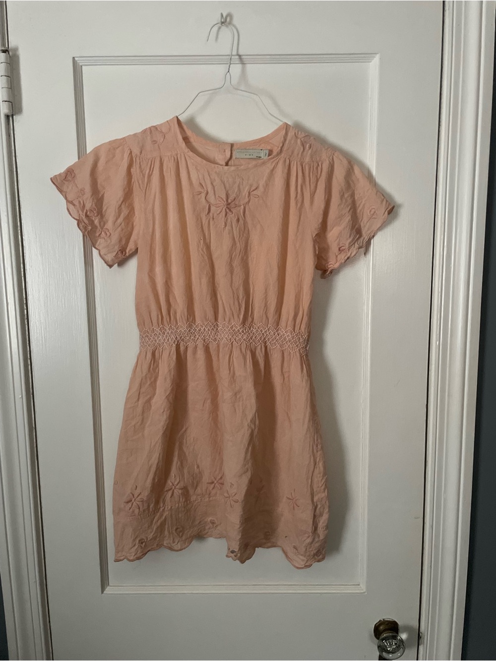 Stella McCartney Pink Peach Embroidered Short Sleeve Dress Girls Size 10